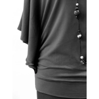 Bluzeczka Diana z pięknymi falbaniastymi rękawami - szara